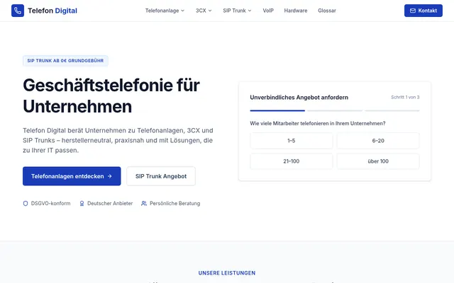 Startseite von Telefon Digital